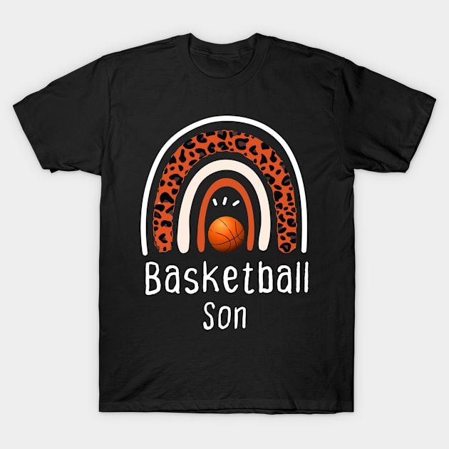 basketball Son, basketball gift for Son, Leopard Rainbow basketball gift T-Shirt by foxfieldgear